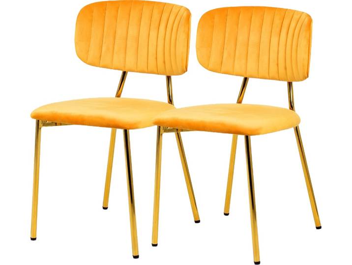 Kayoom Stuhl Giselle 125 2er-Set, pflegeleichter Samtbezug (Set) 2 Stk.mit Armlehnen, goldenes Gestell aus Edelstahl, Samtbezug, Ziernähte