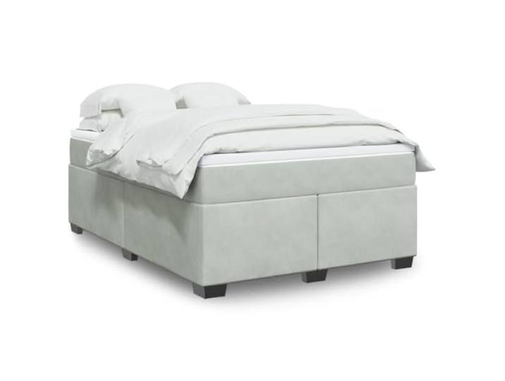 RJPLMFV Lattenrost und Matratze, Velours, Hellgrau, 140 x 190 cm Taschenfedern, abnehmbarer Bezug, faltbar, Premium-Komfort