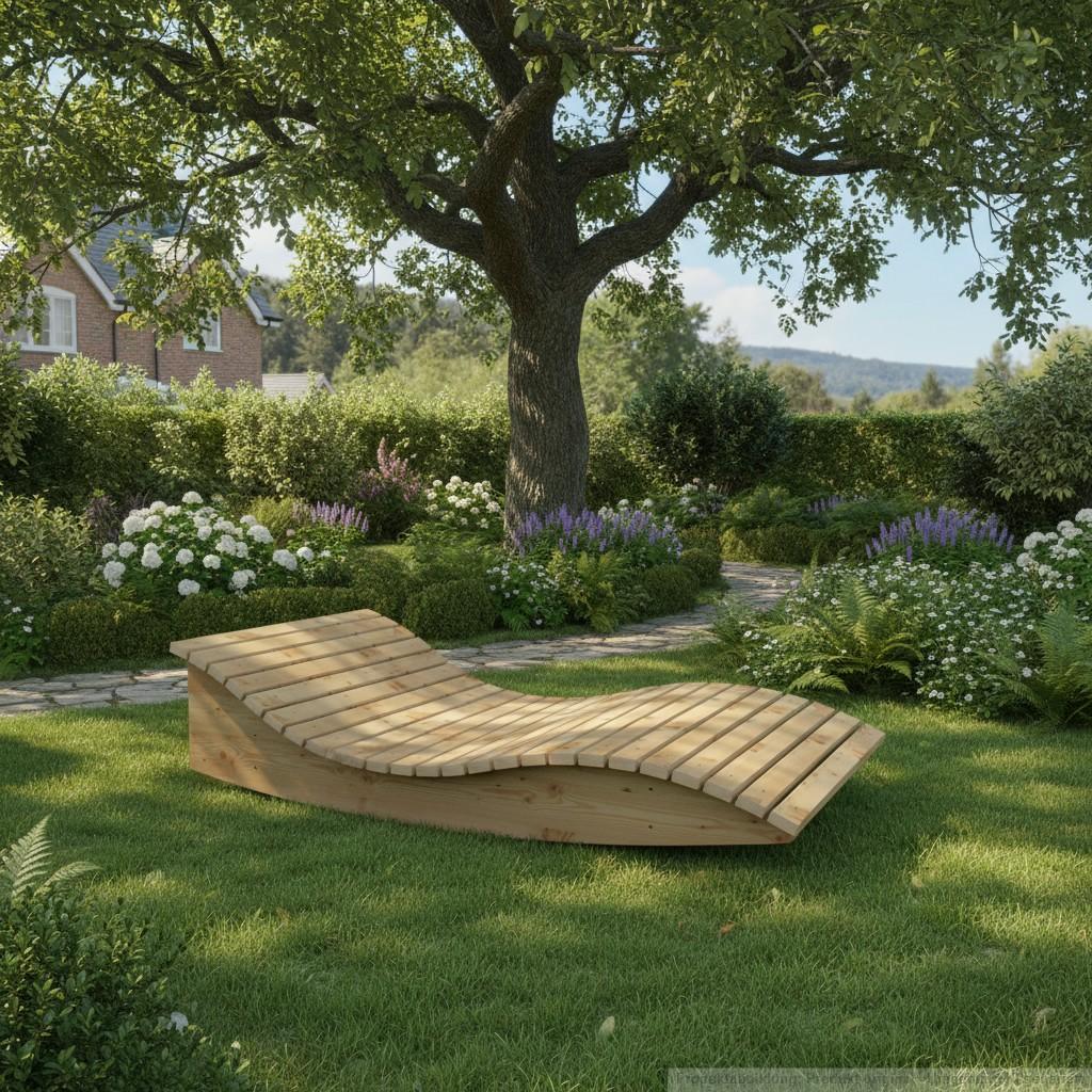 Holzliege Wellenliege Gartenliege Himmelssofa "Pool-Moni" (Lärche) 100cm