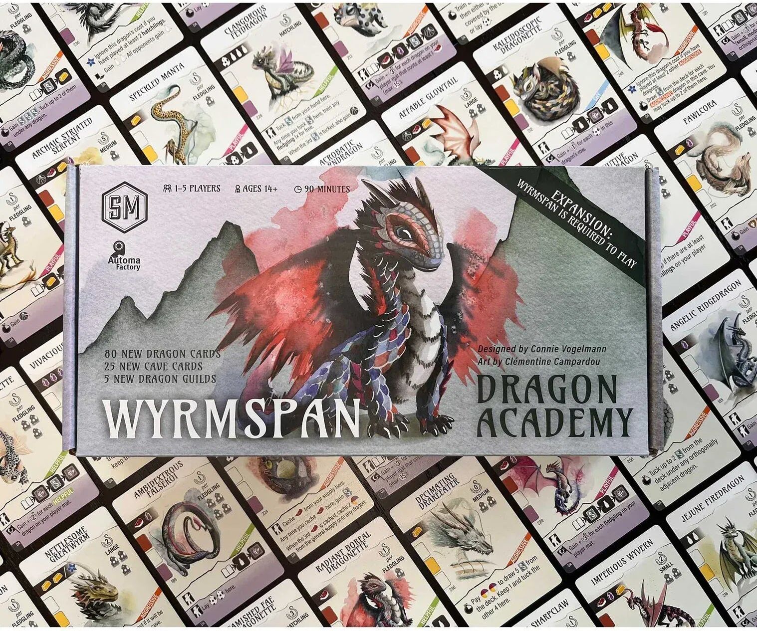 Wyrmspan: Dragon Academy Expansion by Stonemaier Games - New Dragons, Caves, and Objective Tiles for Wyrmspan Base Game