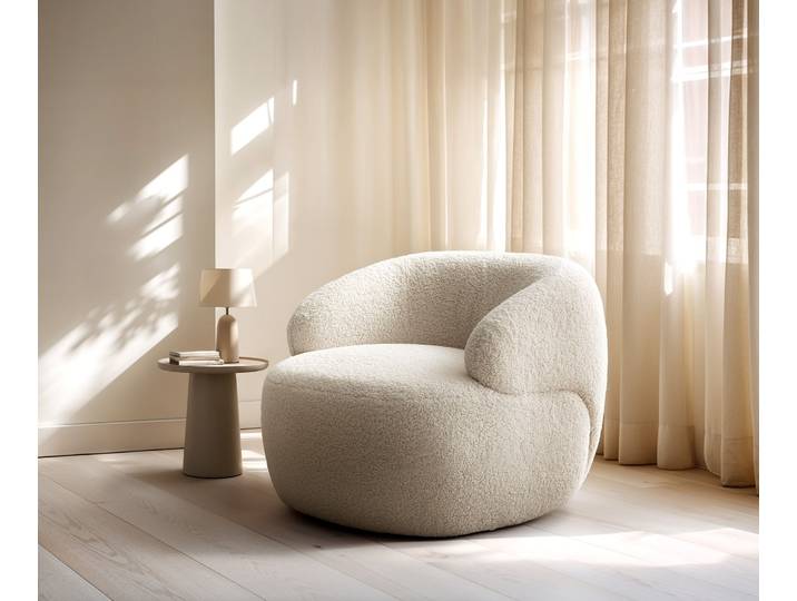 Fauteuil Lounge Nova 88 x 88 cm, tissu Teddy beige