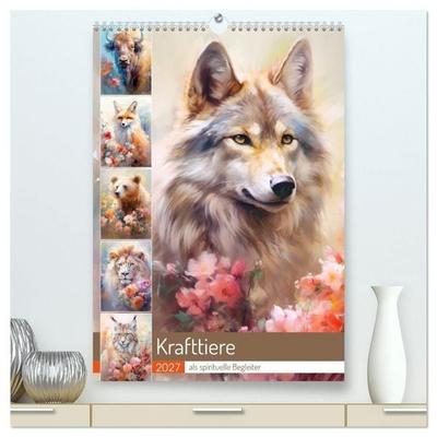 Krafttiere als spirituelle Begleiter (hochwertiger Premium Wandkalender 2027 DIN A2 hoch), Kunstdruck in Hochglanz