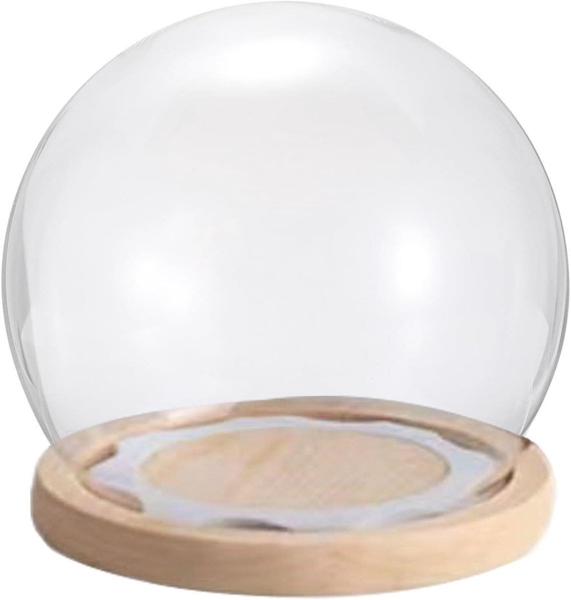 Glazen Stolp met Houten Basis - Helder Decoratief Display