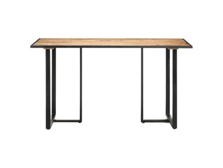 HBBMGYD Esstisch, 140 cm, Mangoholz, unbehandelt Massives Mangoholz, Beine aus pulverbeschichtetem Eisen, einzigartige Maserung, Industriestil, Küche