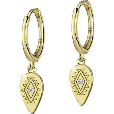 Paar Creolen FIRETTI "Schmuck Geschenk Silber 925 Böser Blick Magisches Auge Nazar Auge", gold (gelbgoldfarben, kristallweiß, kristallweiß), Ohrringe, Damen, Silber 925 (Sterlingsilber), Made in Germany - mit Zirkonia (synth.)