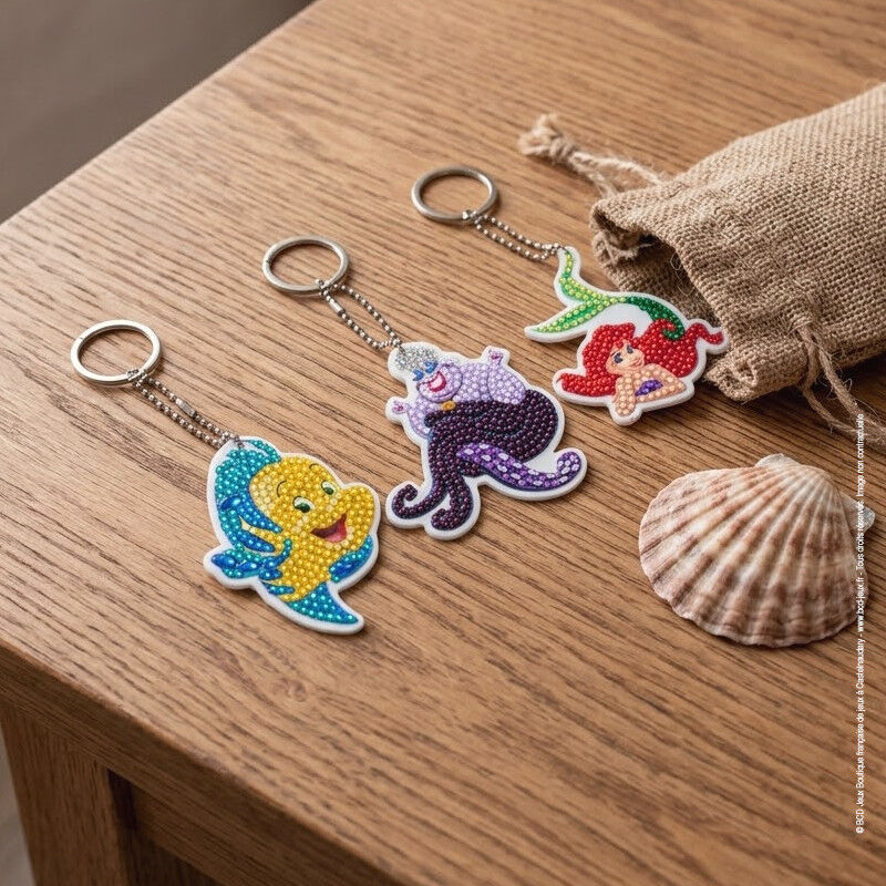CRYSTAL ART Kit Porte clés x3 La Petite Sirène