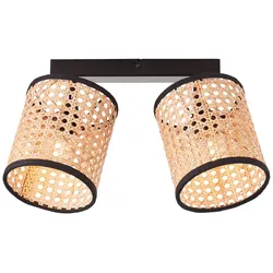 BRILLIANT Lampe, Wiley Spotbalken 2flg holz hell/schwarz, 2x D45, E14, 60W, Köpfe schwenkbar