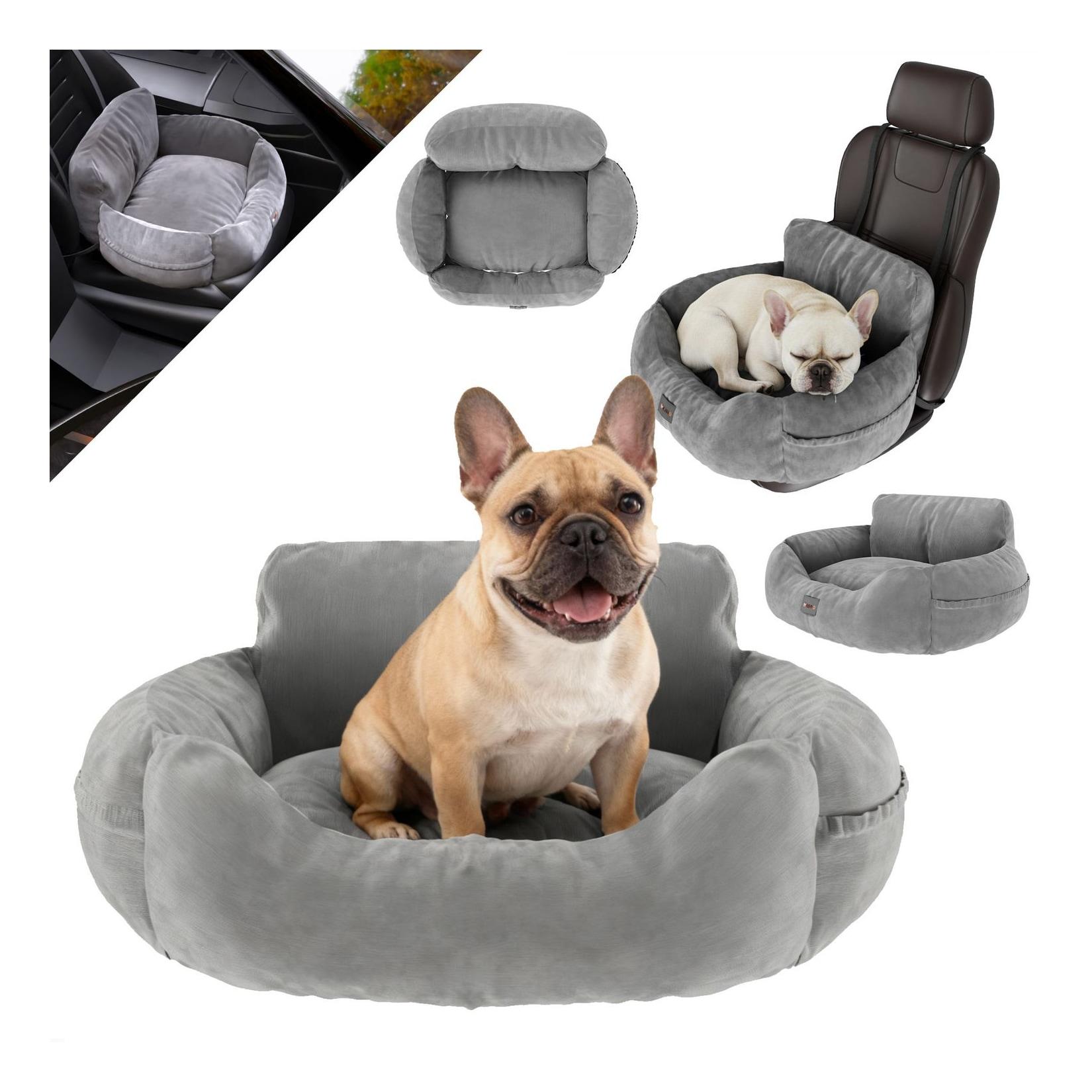BENNO® Hundesitz BUDDY Autositz für Hunde 55x45x30 cm grau oder anthrazit – sicherer & bequemer Autokorb mit rutschfestem Boden, Gurten & waschbarem Kissen