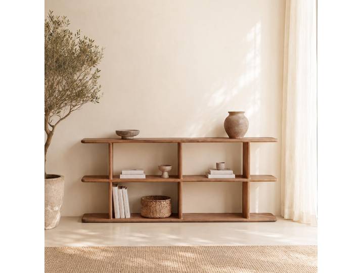 Etagère bibliothèque design en bois massif naturel 170 cm - Varda