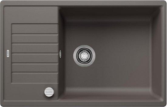 Granitspüle 90x50 cm - Einbau Silbergrau - Umkehrbar - Geeignet für 60 cm Schrank
