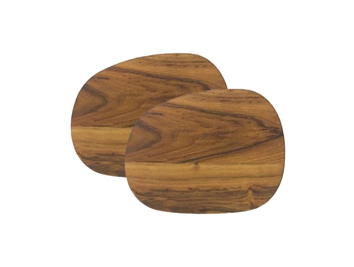 Aida Plat à beurre Raw 14x19cm Lot de 2 teak Marron