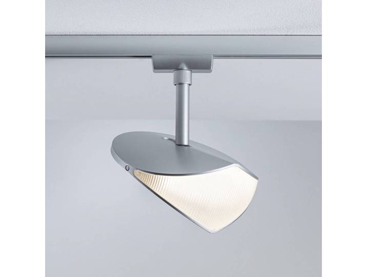 Paulmann URail LED-Spot Alejandro, chrom, 3.000K, 3-step-dim dimmbar, alu / grau / zink, für Wohn- / Esszimmer, Kunststoff, Modern
