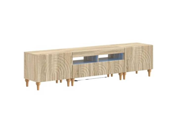 GKHPYURE TV-Schrank mit LED, 3 Stück, Sonoma-Eiche 3-teilig, Sonoma-Eiche, Holztechnik, integrierte LEDs, wendbare Türen, platzsparend, moderner Stil