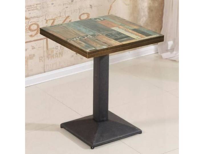 Table à manger carrée HUOLE - Style industriel - Pied unique en fer - 60x60x75cm