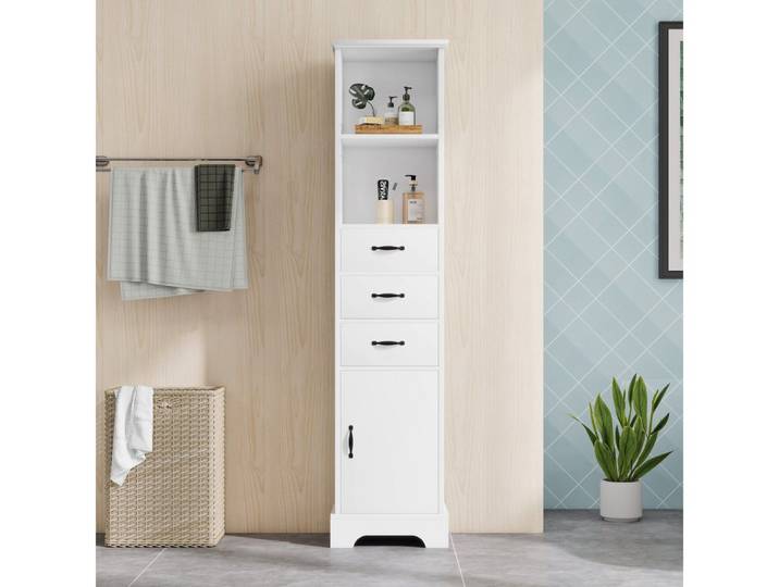BBWL Stauraumschrank mit Schubladen Hochschrank verstellbare Regalböden Badezimmerschrank feuchtigkeitsbeständig 38x26x172,5 cm