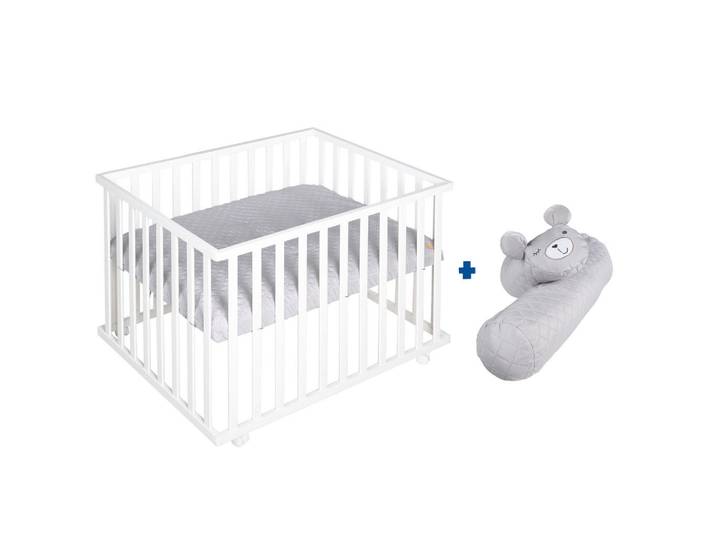 Roba Laufgitter inkl. Bettschlange roba Style grau, Weiß, Grau, Mehrfarbig, Holzwerkstoff, Rechteckig, 72.5x72x98 cm, Baby- und Kindermöbel, Babyzimmer, Laufgitter