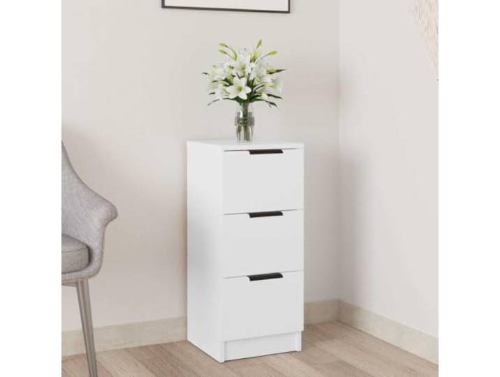 HEFZGDB Sideboard mit Stauraum, Einfaches Sideboard Design, Weißes mit 3 Schubladen, aus Holzwerkstoff, Schlichter Beistelltisch für Wohnzimmer