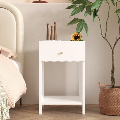 Telepassa Scalloped Edge Bedside Table Nightstand