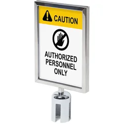 Aufsatzrahmen DIN A4 für Absperrständer BASIC (chrom), Hinweisschild Aufsatz für Personenleitsystem