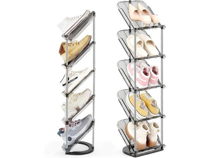 Étagère Chaussure À 5 Niveaux Peu Encombrante Étroite Rangement Chaussure Meuble Chaussure Entree Organisateur Chaussures Boit