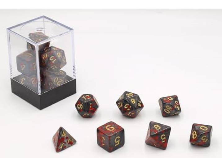 Dobbelstenen Bloodspatter Zwart 7 set