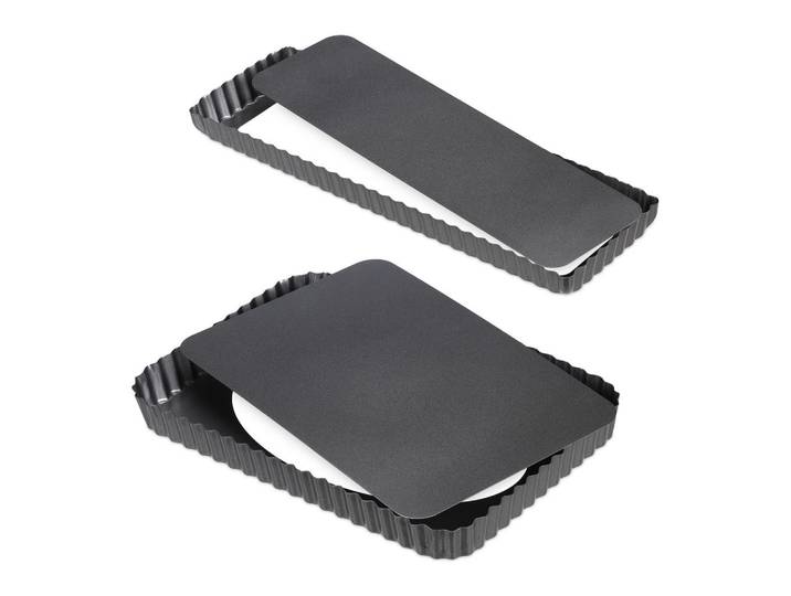 Relaxdays Tarteform Anthrazit 2er-Set Hebeboden Antihaft Carbonstahl 31x21,5 cm, Metall, 31x3.5x21.5 cm, Backen & Backzubehör, Backformen