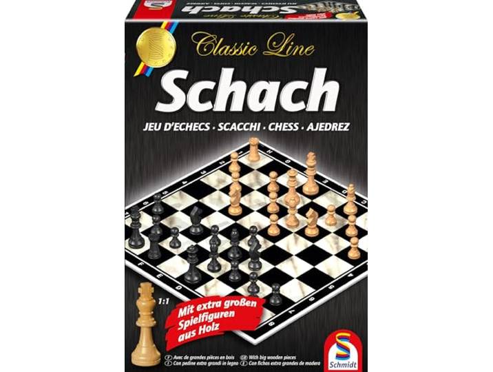 Schmidt Games 49082, schaken. Classic Line (extra grote figuren): Voor 2 spelers,Kleurrijk