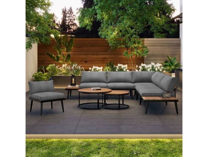 Pack Complet Salon de Jardin-Ensemble de canapé de jardin 2 Places et Fauteuils avec 2 Tables - Coussins Déhous SALON BAS DE JARDIN