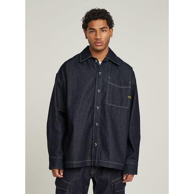 Langarmshirt G-STAR "Boxy Fit Hemd", Herren, Gr. L, blau (raw denim), Denim/Jeans, Obermaterial: 100% Baumwolle, Shirts Langarmshirt
