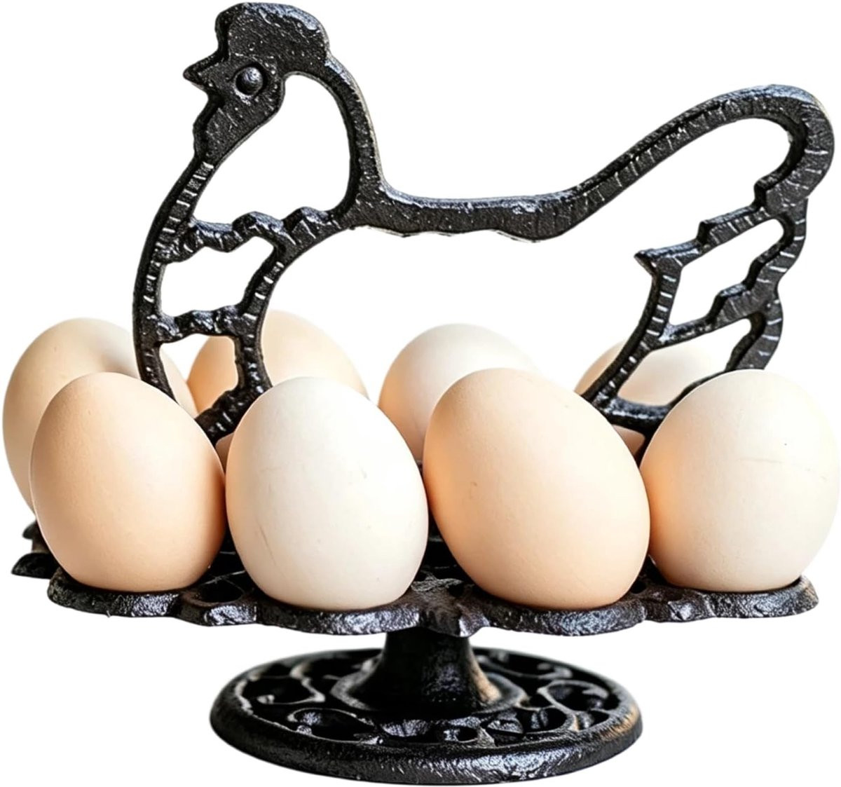 Robuuste gietijzeren eierhouder voor aanrecht, vintage eierstandaard voor keuken en eetkamer decoratie