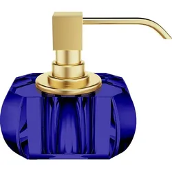 Kristall Seifenspender dunkelblau mit Gold Matt-Pumpe
