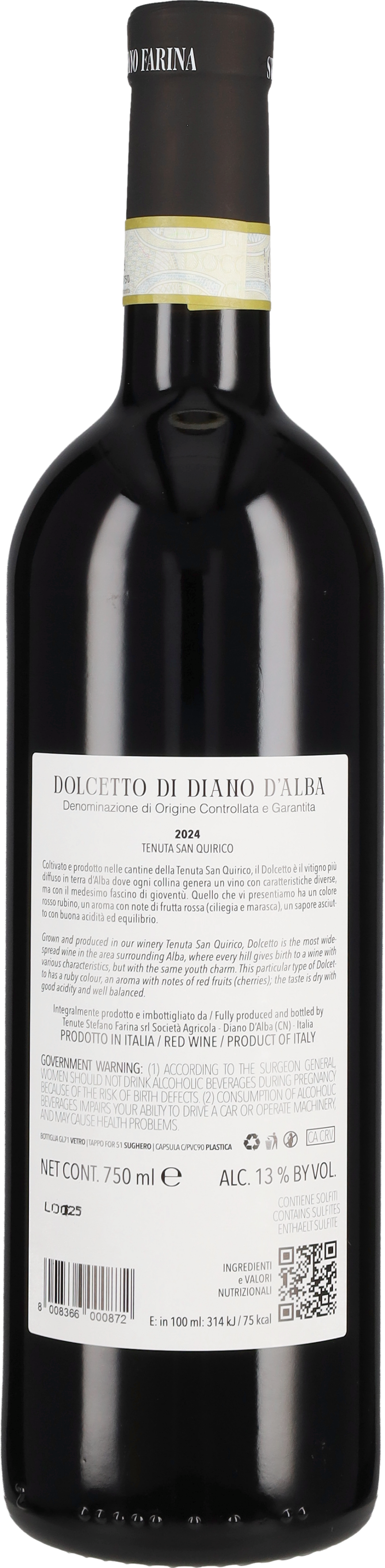 Stefano Farina Dolcetto d'Alba Tenuta San Quirico 2024