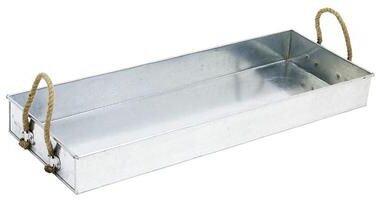 Achla Designs Galvanized Tray with Rope Handles, 28.25 Inch Long, Steel Finish