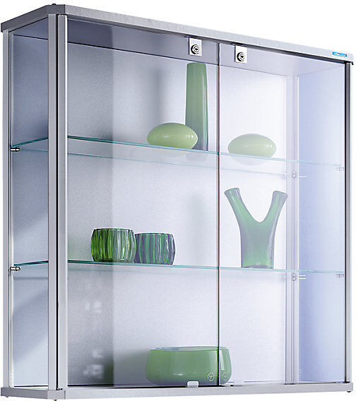 Design-Wandvitrine, HxBxT 800 x 820 x 250 mm, mit NV-Beleuchtung eurokraft pro