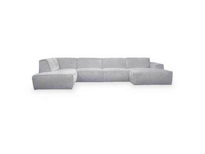 GIULIA - Canapé panoramique en tissu gris - Angle gauche