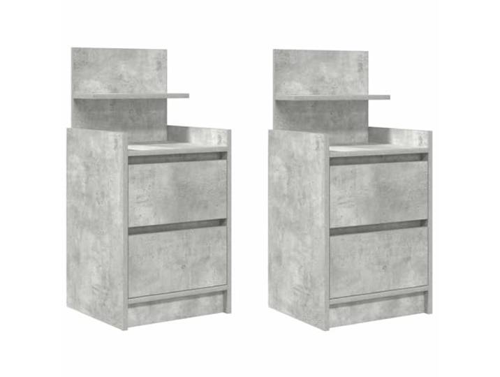 KDVXBCQJH 2er Set Nachttisch Betongrau mit 2 Schubladen 38x34x80 cm Nachtkommode Set für das Schlafzimmer mit 2 Schubladen und Ablagefläche in Betongrau aus robustem Holzwerkstoff.
