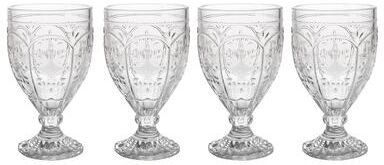 Fitz and Floyd Set of 4 Trestle Goblet, Clear