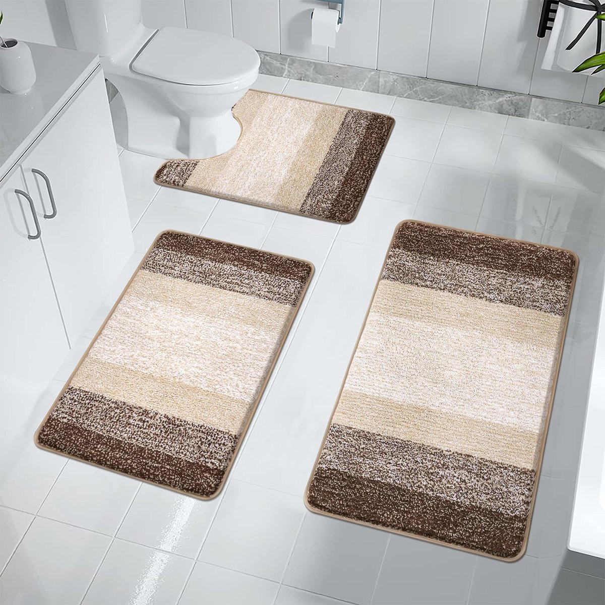 Unyqoos 3-delige luxe badmatset met antislip en hoog absorptievermogen