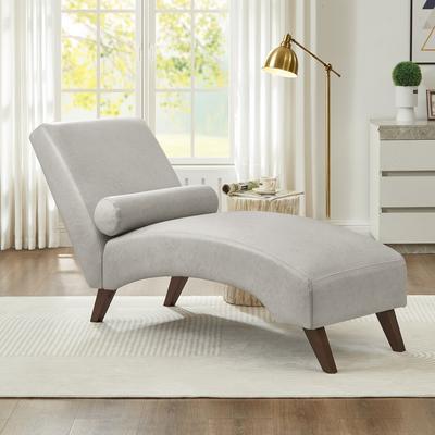 Upholstered Chaise Lounge Chair with Bolster Pillow