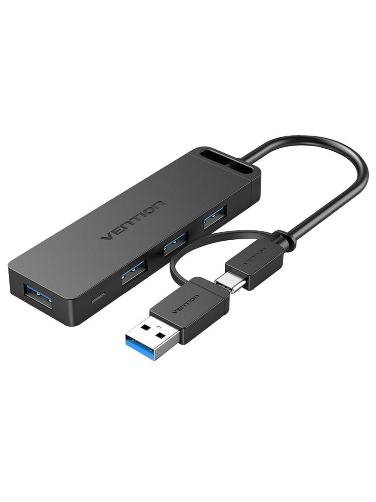 Vention 2-in-1 Interface USB 3.0 Hub with 4 Ports USB-C and USB 3.0 USB-Hubs - USB 3.0 - 4 - Schwarz