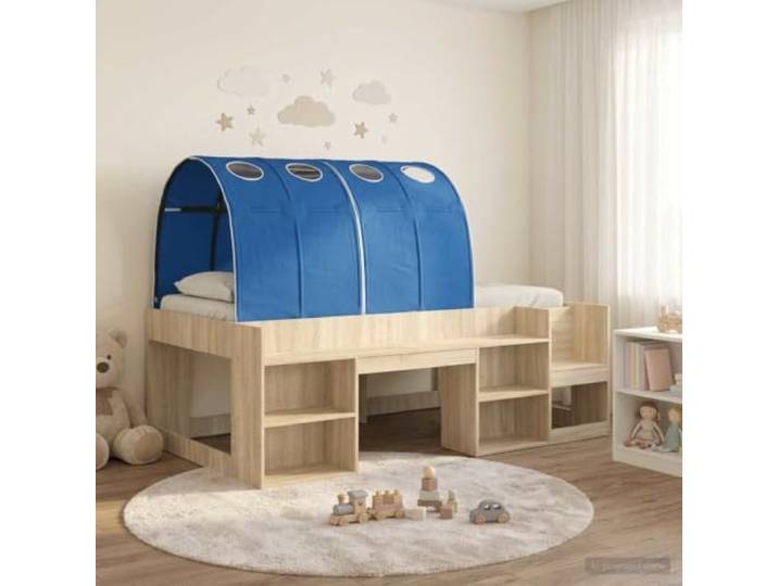 RJPLMFV Bett mit 3 Stck. Sonoma, Blau, Holz Fester Lattenrahmen, Regale, modernes Design, einfache Montage