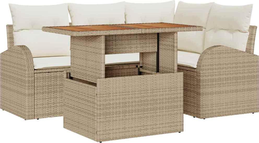 vidaXL Garten-Sofa-Set 5 stk. Beige und Creme