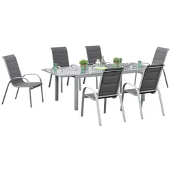 Gartenmöbel Set 7-tlg Amalfi di Lusso Metall/Glas/Textil
