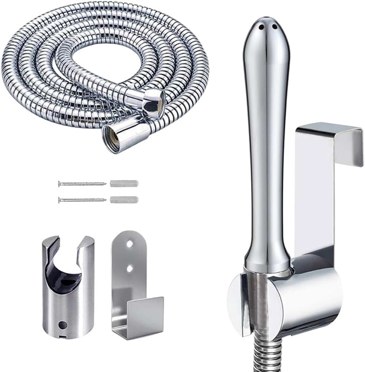 7-gaats aluminium douchekop voor intieme hygiëne en darmreiniging, zilverkleurig