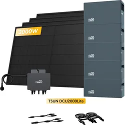 TSUN DCU2000Lite Solarspeicher für Balkonkraftwerke, mit 4 x 500W Bifaziale Solarmodule & 800W Mikro‐Wechselrichter, by Powerness - 10kWh / Standardversand