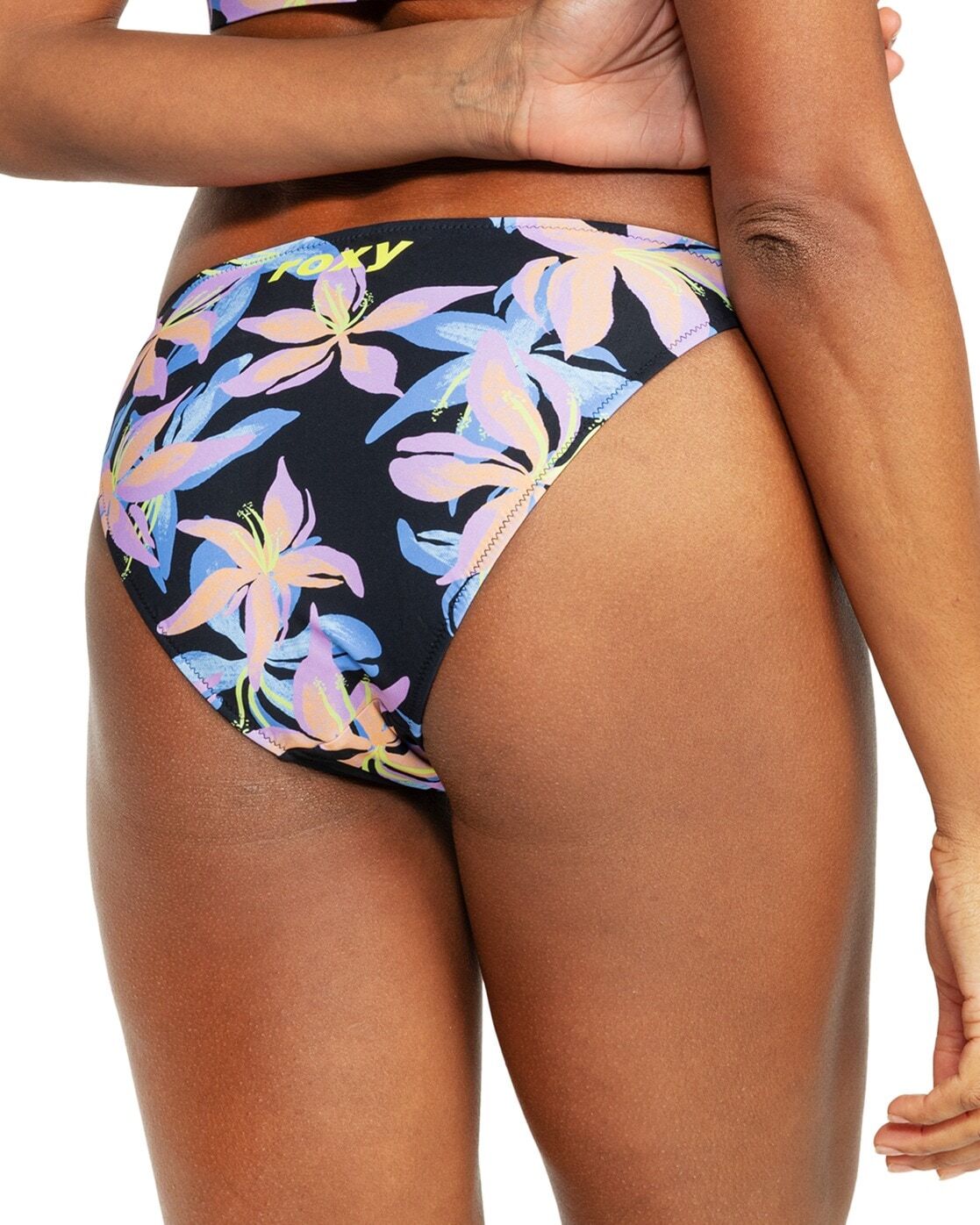 Bikini-Hose ROXY "ROXY Active", Damen, Gr. L, grau (anthrazit kiss), Obermaterial:75% Nylon, 25% Elasthan., Badehosen Bikini-Hose anthrazit kiss L