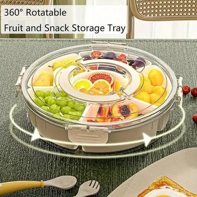 Uplift Essentials Divided Rotating Snackle Box & Serving Tray With Lid Divided Rotating Snackle Box & Serving Tray With Lid