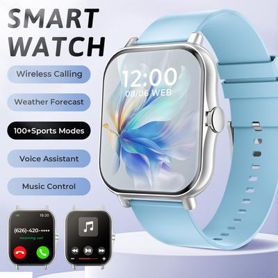 Inspire Daily Merch Waterproof Smartwatch BT Call HD Screen Sports Fashion Bracelet Health Sleep Monitoring For Kids Women Men silicone Blue