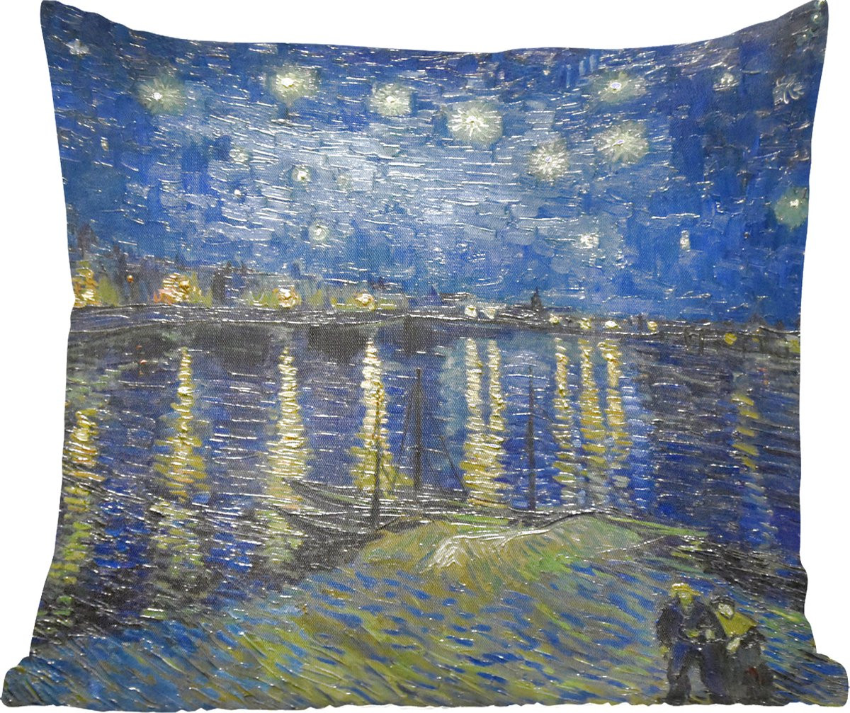 Sierkussen Vincent Van Gogh Sterrennacht boven de Orsay Parijs - 60 x 60 cm