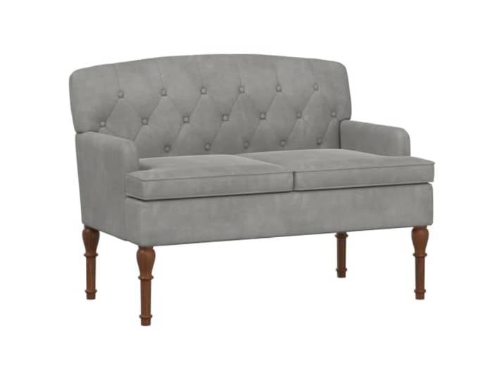 TEKGHUT Loveseat mit Knopfheftung Hellgrau 111x65x79 cm Samt Samtbezug, Knopfheftung, Holzwerkstoffrahmen, abnehmbare Kissen, Gummibaumbeine, traditionelle Optik